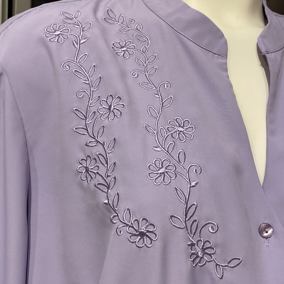e Anthony Richard’s solid purple long sleeve button up plus size blouse 👚 20W - Picture 2 of 4